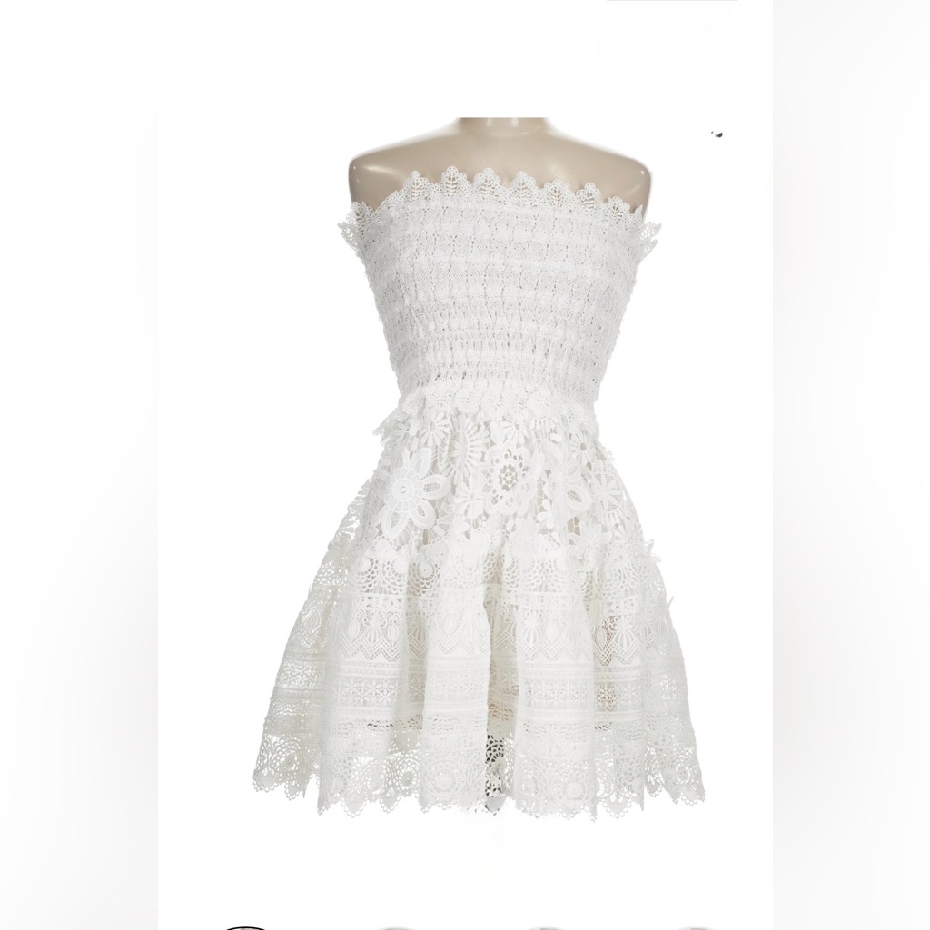 Waimari Vallarta White Lace Strapless Dress